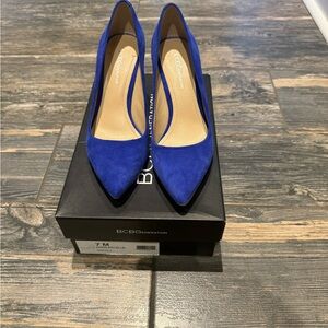 BCBGeneration Cobalt Blue Suede Pointed-Toe Pumps